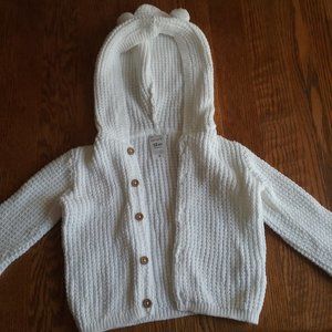 Carter's White Knit Hooded Cardigan